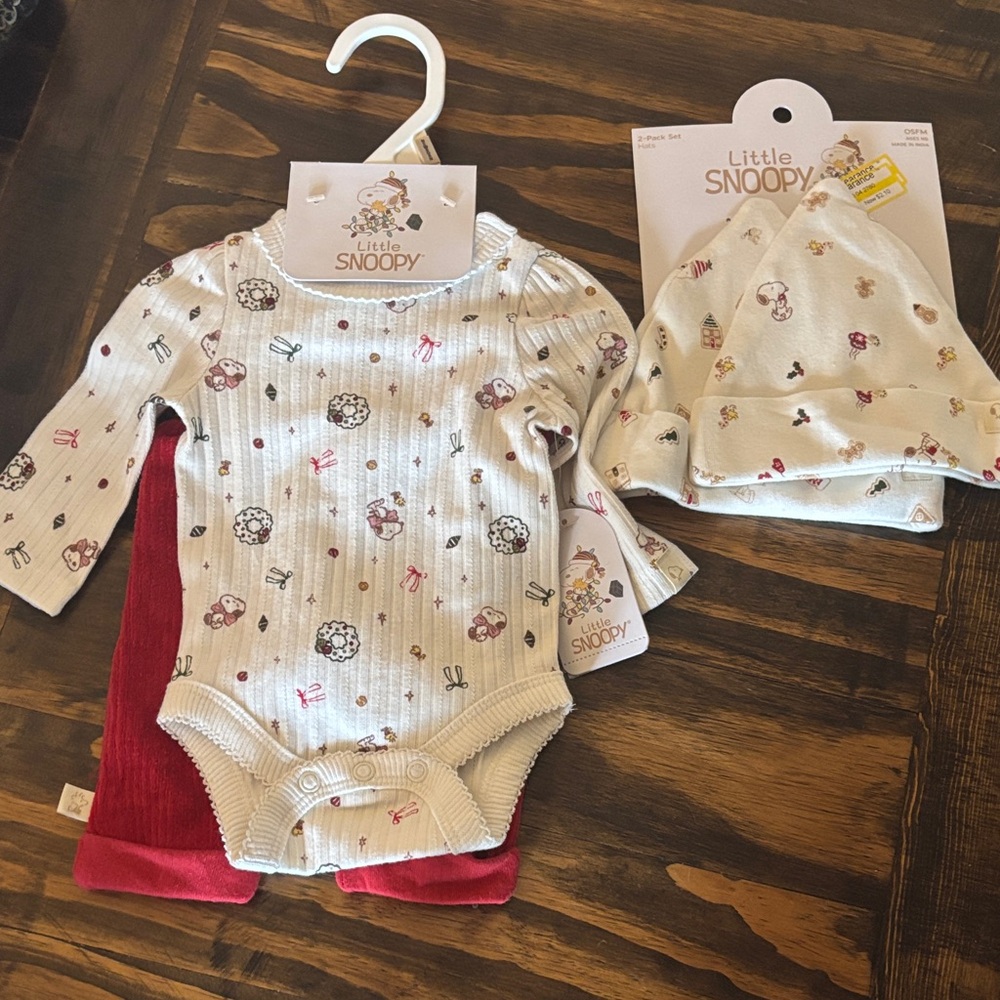 NEW Little Snoopy Kids Matching Set - White and Red